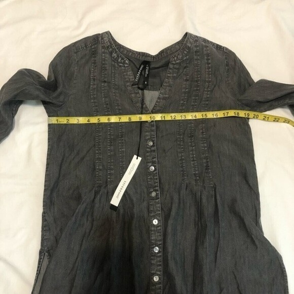 Liverpool Black Chambray High Low Tunic Top Boho Vibes Small Long Sleeve New - Picture 8 of 9
